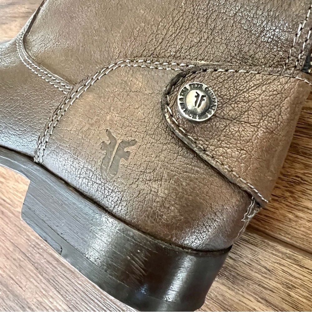 Frye Brown Leather Tall Combat/Moto Boots - Picture 8 of 15